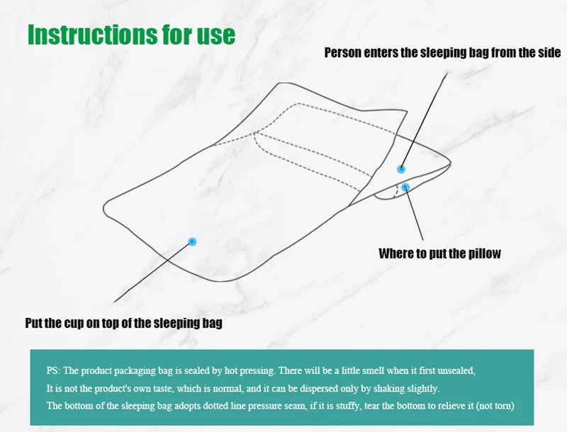 Portable Disposable Sleeping Bags for Travel Single/Dual Use Travel Essentials Lightweight Disposables for Convenient Hiking Cam