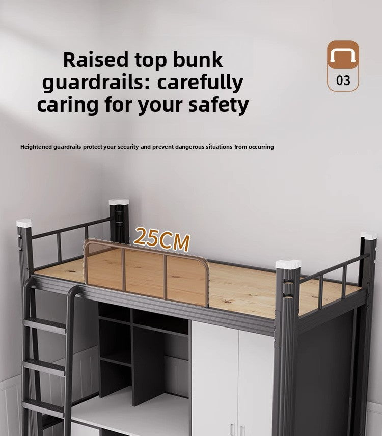 Upper Bed Lower Table Combined Bed College Dormitory Elevated Bed Small Apartment Household Wrought Iron Bed Apartment Bed