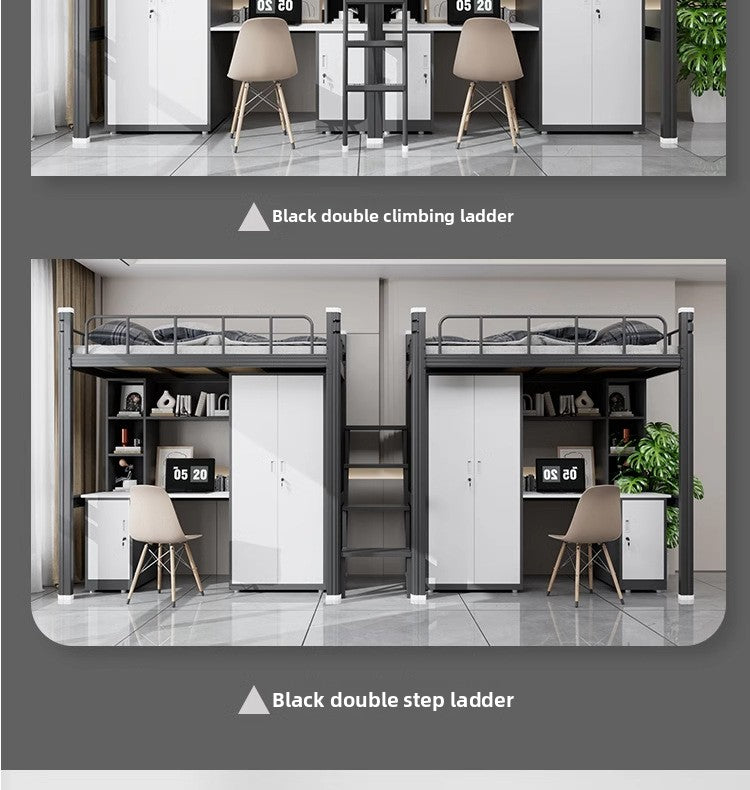 Upper Bed Lower Table Combined Bed College Dormitory Elevated Bed Small Apartment Household Wrought Iron Bed Apartment Bed