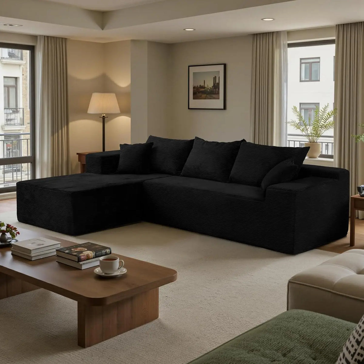 102.4" L-Shaped Boneless Cloud Modular Sectional Sofa With Chaise For Living Room, Customized