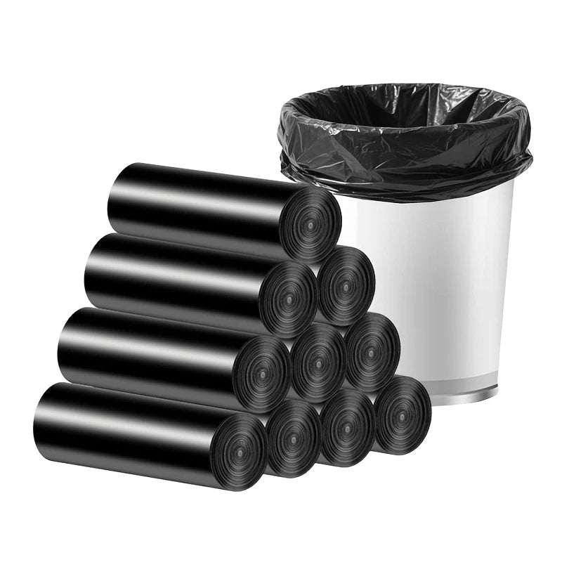 10 Rolls of Black Trash Bags, 1 Roll Contains 20 Bags,  Strong Plastic Bags, Suitable for Home, Office