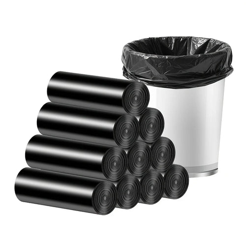 10 Rolls of Black Trash Bags, 1 Roll Contains 20 Bags,  Strong Plastic Bags, Suitable for Home, Office