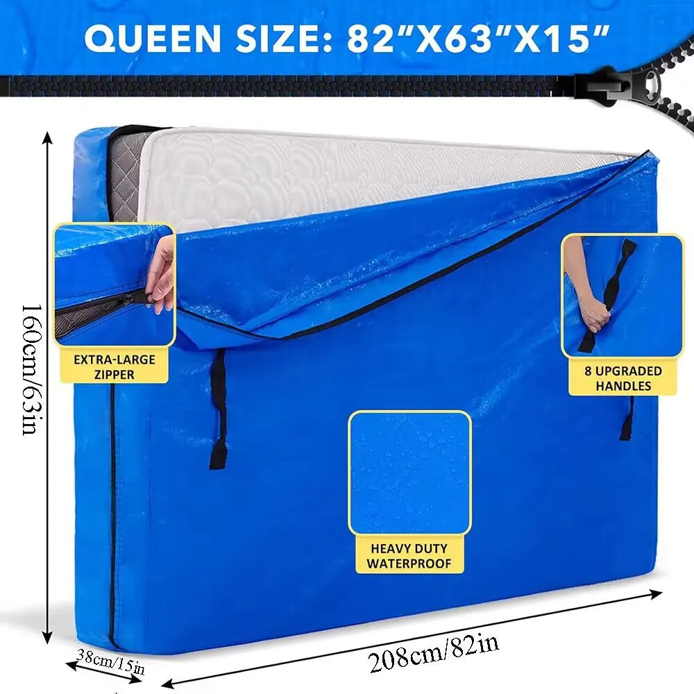 Mattress Bag for Moving and Storage,Heavy Duty Tarp Reusable Mattress Storage Bag,Easy Carrier Mattress Moving Cover Travel