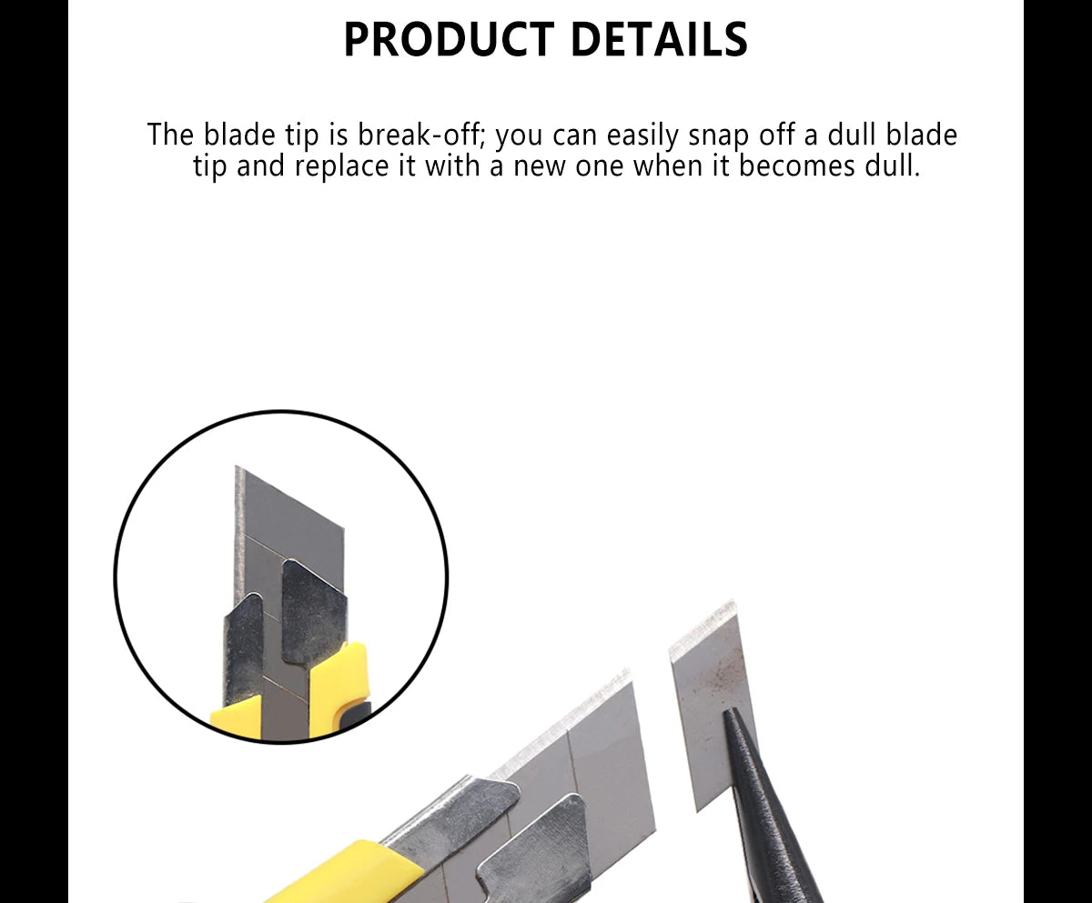 25mm Utility Knife SK5 Stainless Steel Blade Retractable Knife Box Cutter Snap-off Pocket Utility Knives DIY Art Outdoor TOVIA