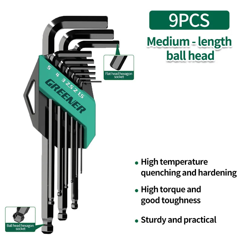 GREENERY Highstrength Allen Key Hex Wrench Set MultiSize Hexagon Spanner Metric Wrench L Type Hex Key For Socket Screws