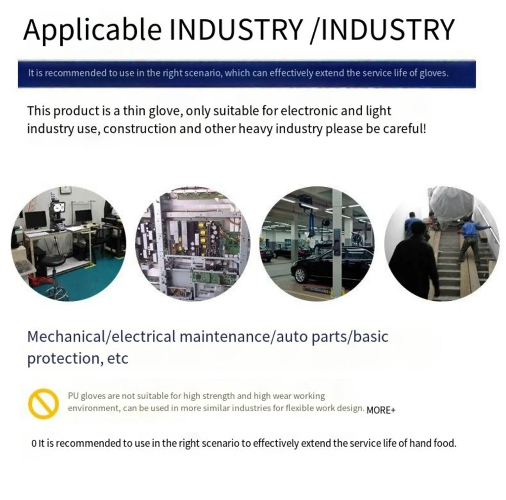 10 Pairs PU Coated Work Gloves - Lightweight, Durable Safety Gloves EN 388/ISO20471 Certified, Sizes S/M/L/XL
