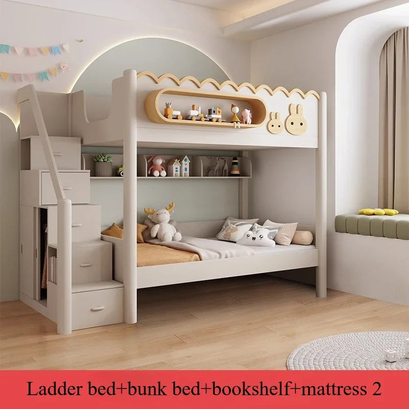 135x190cm Modern Bunk Full Size Bed Full Sizebed Frame Dorm Room Essential Loftbed With Desk Loft Beds Double Home Furniture