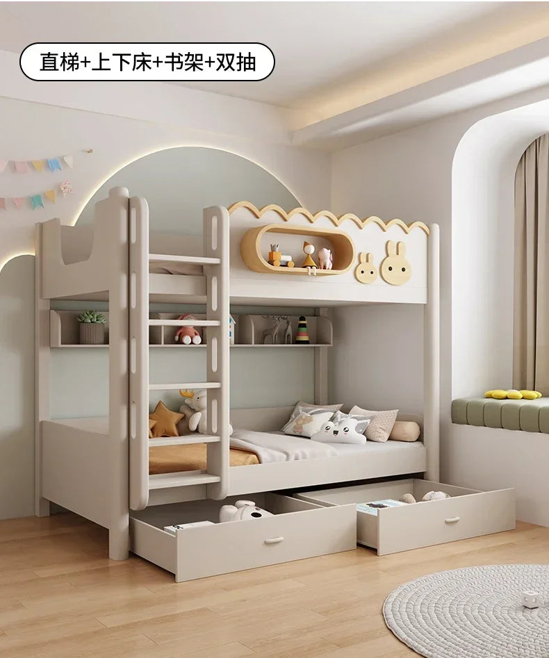135x190cm Modern Bunk Full Size Bed Full Sizebed Frame Dorm Room Essential Loftbed With Desk Loft Beds Double Home Furniture