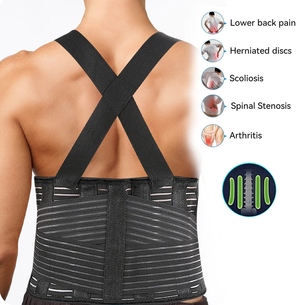 1PC Heavy-Duty Back Brace for Men & Women – Lower Back Support for Lifting, Pain Relief, and Posture Correction – Ideal for Work