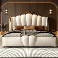 Modular Designer Aesthetic Bed Frame King Size Queen Double Bed Frame White Faux Leather Camas Matrimonial Bedroom Furniture