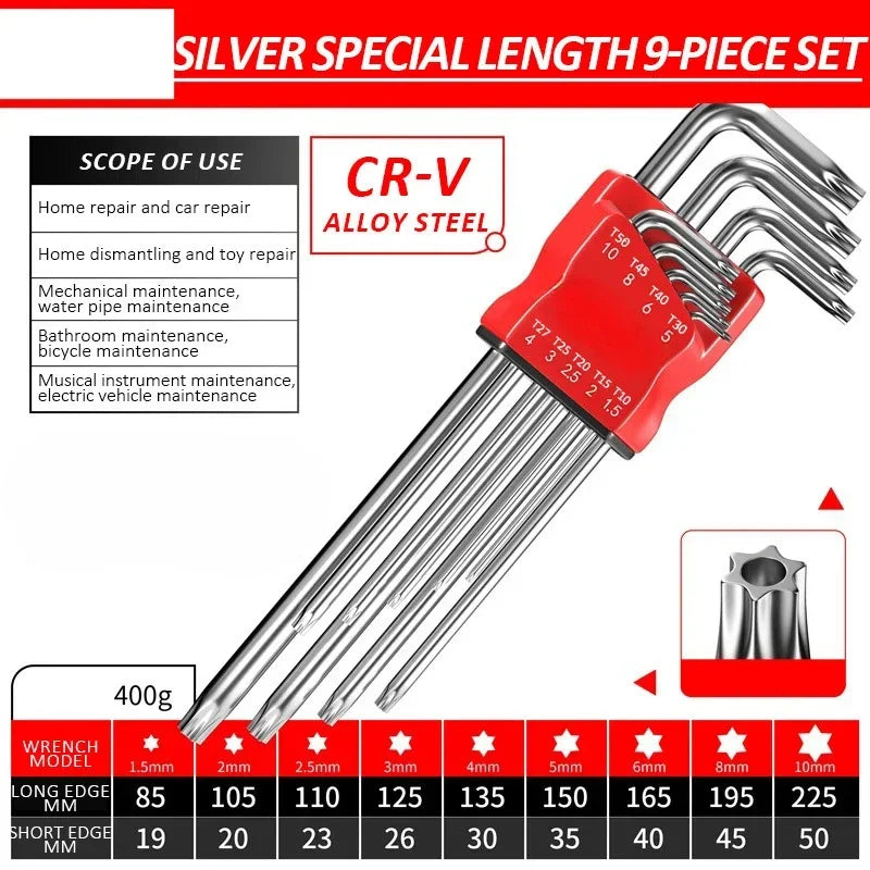 Allen Key Set，Allen Hex Wrench Screwdriver Set With Sleev Universal Torque Long Metric,for Motorcycles, Bicycles