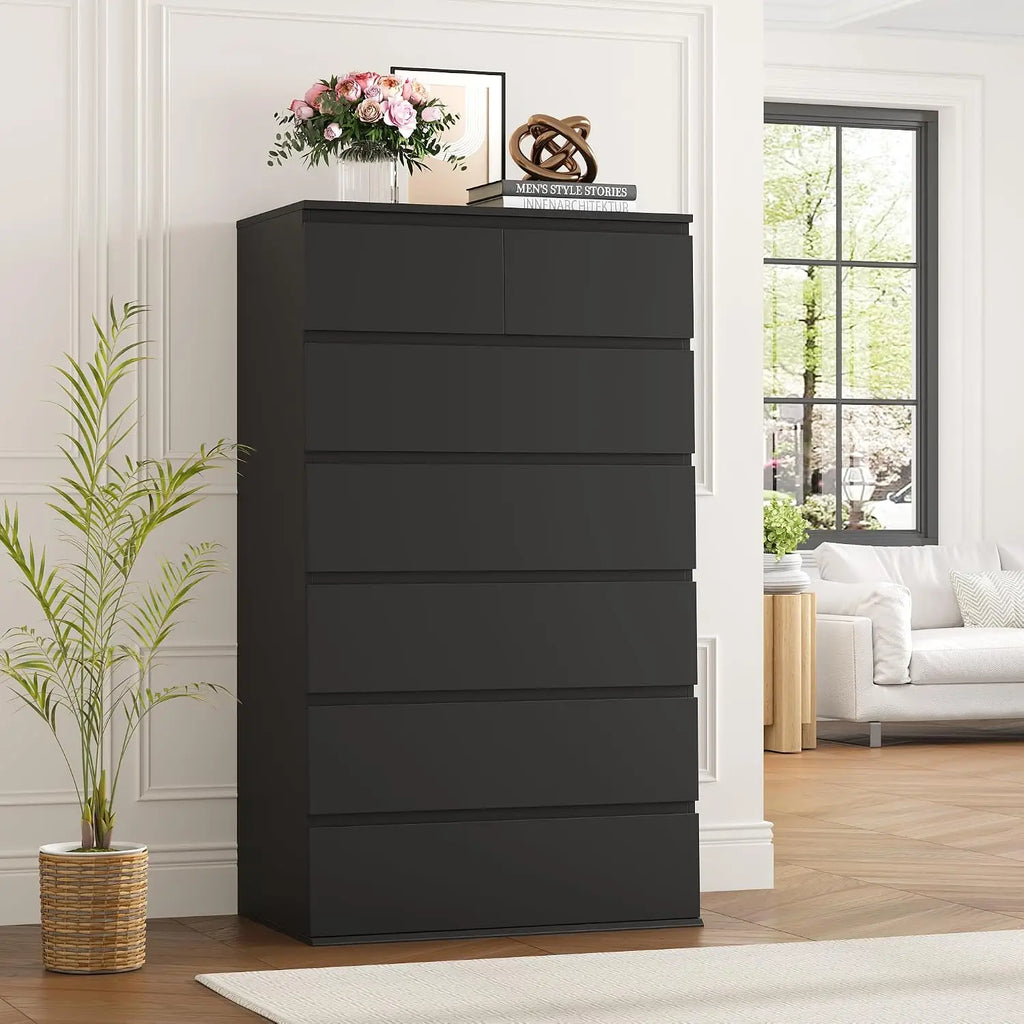 Black Dresser, Dresser for Bedroom, 7 Drawer Chest of Drawers