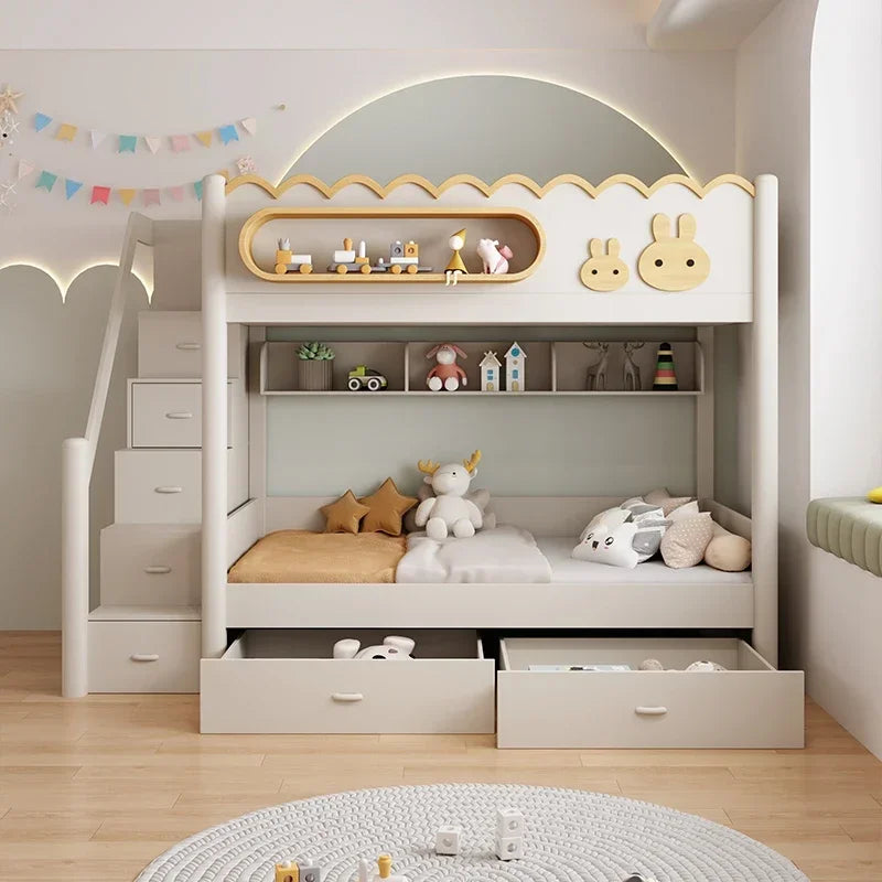 135x190cm Modern Bunk Full Size Bed Full Sizebed Frame Dorm Room Essential Loftbed With Desk Loft Beds Double Home Furniture