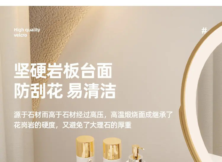 Led Light Mirror Dressing Table Desk Drawers French Wood Vintage Elegant Makeup Vanity Luxury Modern Storage Pink Furniture