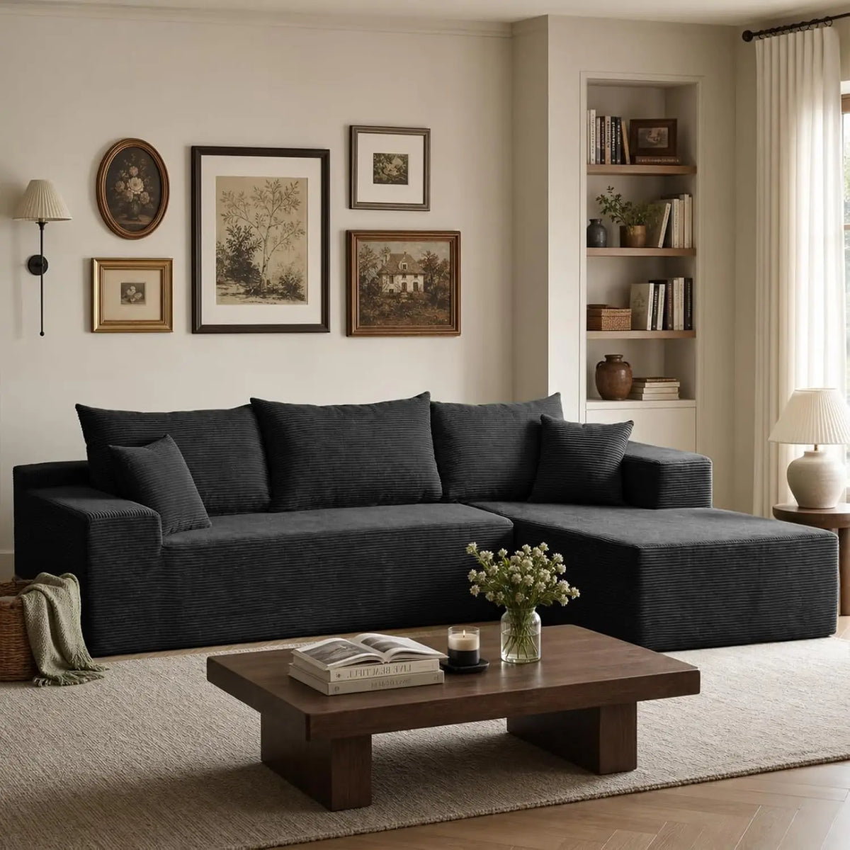 102.4" L-Shaped Boneless Cloud Modular Sectional Sofa With Chaise For Living Room, Customized
