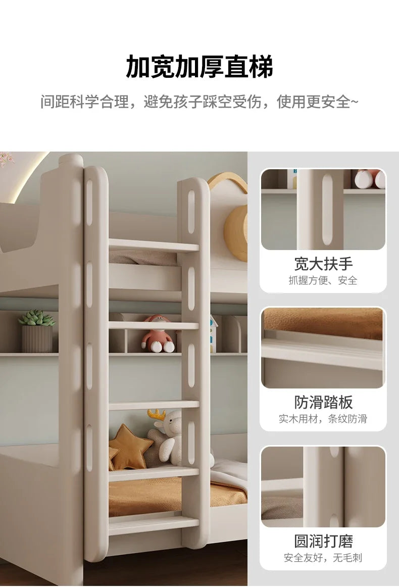 135x190cm Modern Bunk Full Size Bed Full Sizebed Frame Dorm Room Essential Loftbed With Desk Loft Beds Double Home Furniture