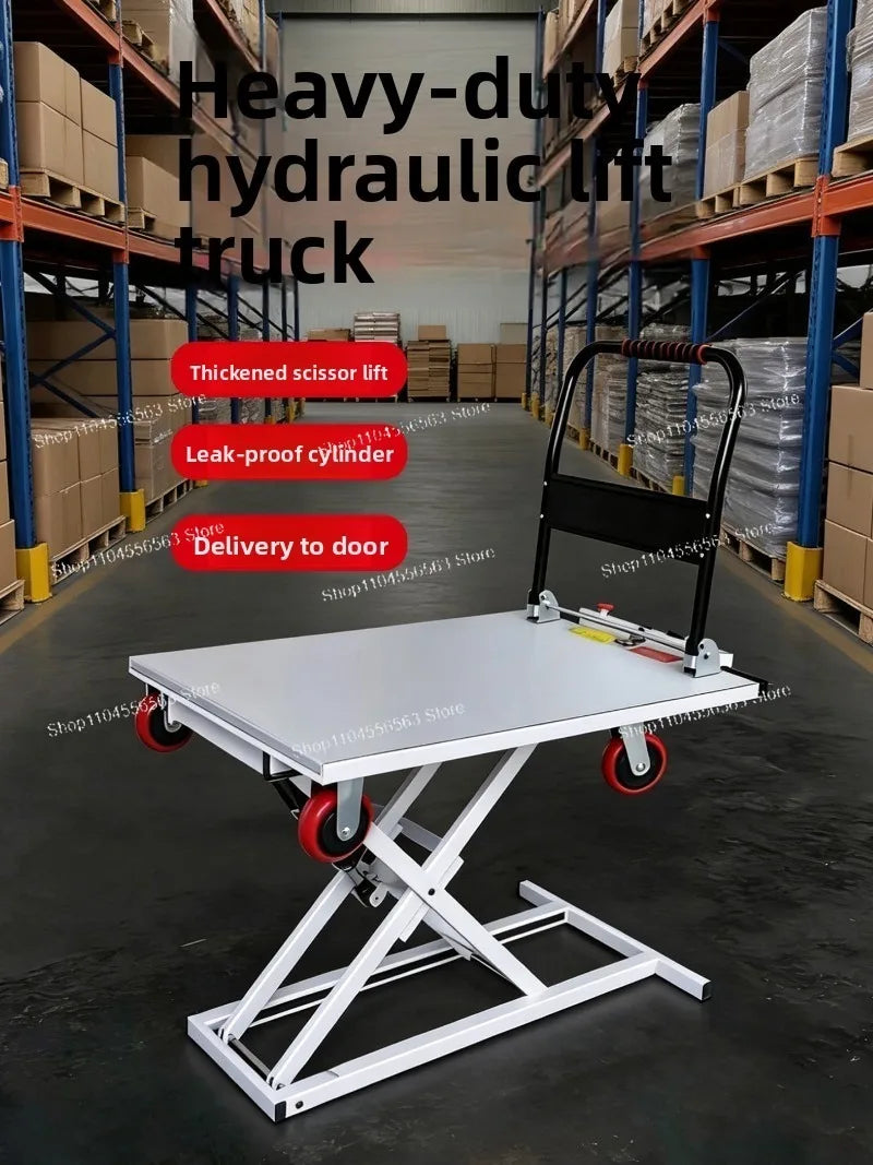 Electric Lift Trolley Electric Hydraulic Lift Portable Truck Handling Scissor Fork Mobile Flatbed Truck
