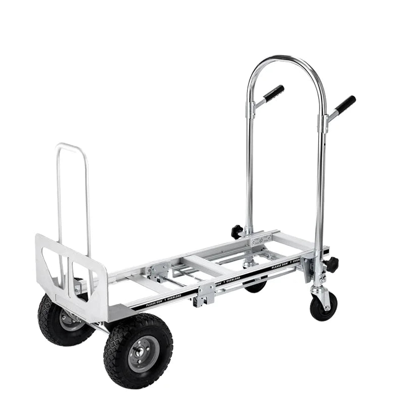 Heavy Duty Foldable Steel Hand Truck 300kg Industrial Storage Tools Transportation Garden Cart Platform Trolley Rubber