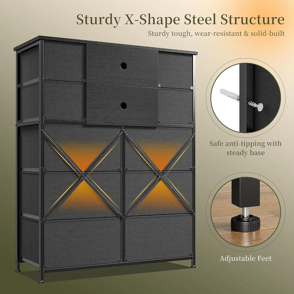 10-Drawer Dresser for Bedroom, 48"H Organizer Storage for clothes, Customized