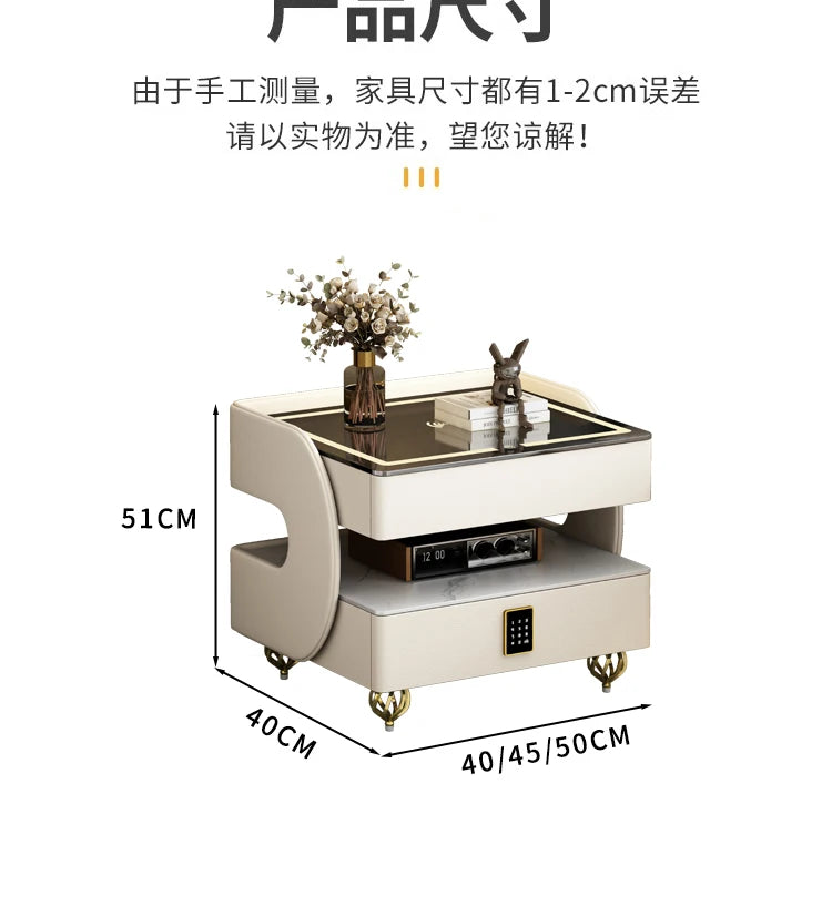 Modern Designer Nightstands With Lock Minimalist Premium Aesthetic Bedside Table Metal Legs Glamour Table De Nuit Furnitures