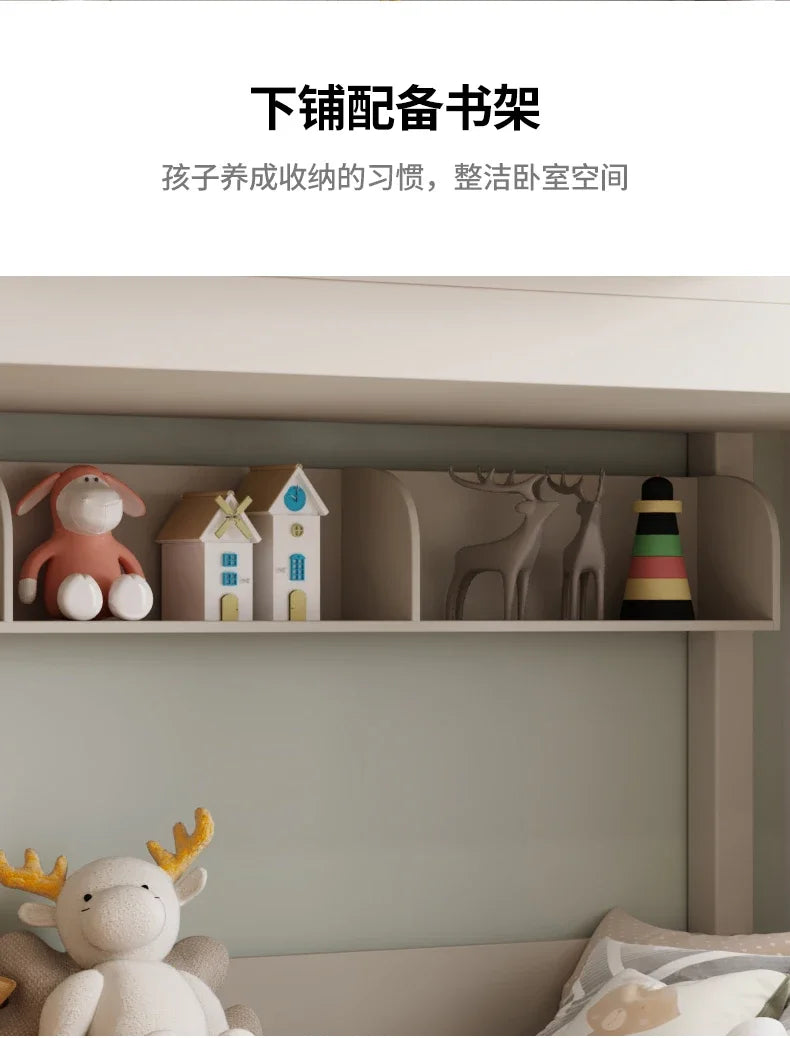 135x190cm Modern Bunk Full Size Bed Full Sizebed Frame Dorm Room Essential Loftbed With Desk Loft Beds Double Home Furniture