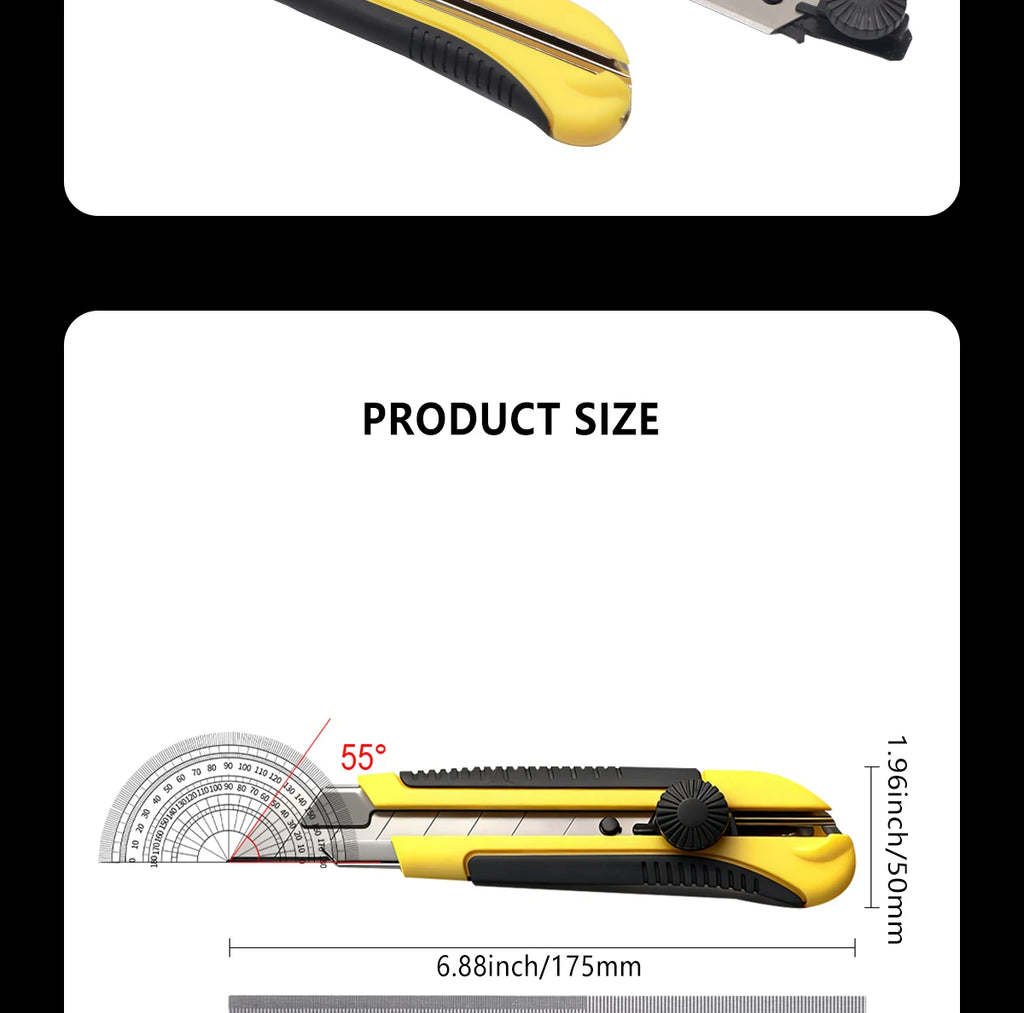 25mm Utility Knife SK5 Stainless Steel Blade Retractable Knife Box Cutter Snap-off Pocket Utility Knives DIY Art Outdoor TOVIA
