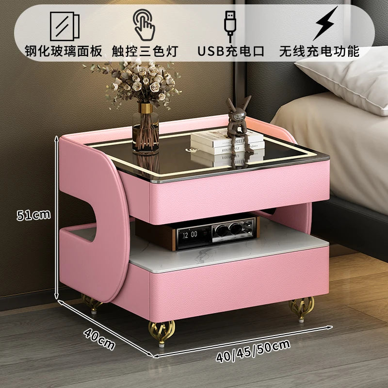 Modern Designer Nightstands With Lock Minimalist Premium Aesthetic Bedside Table Metal Legs Glamour Table De Nuit Furnitures