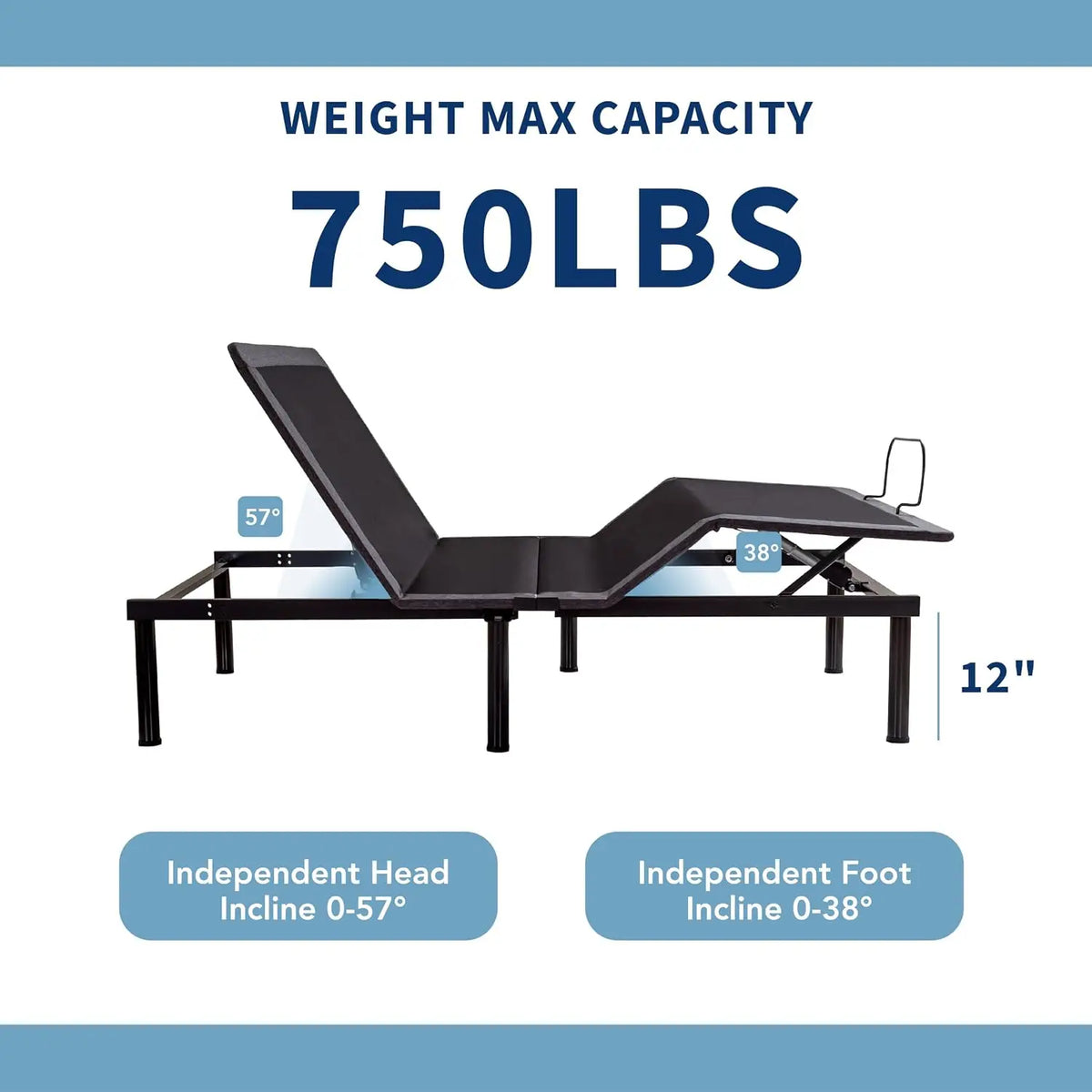 Adjustable Electric Bed Frame Full Size, Motorized Base, USB, Customized