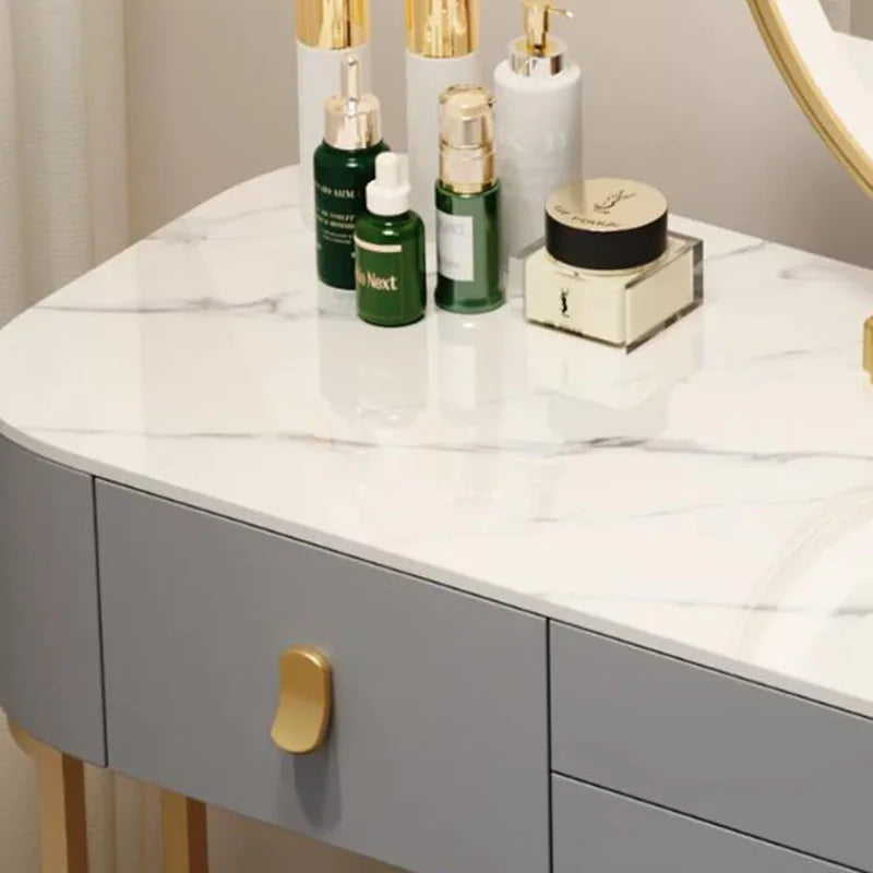 Led Light Mirror Dressing Table Desk Drawers French Wood Vintage Elegant Makeup Vanity Luxury Modern Storage Pink Furniture