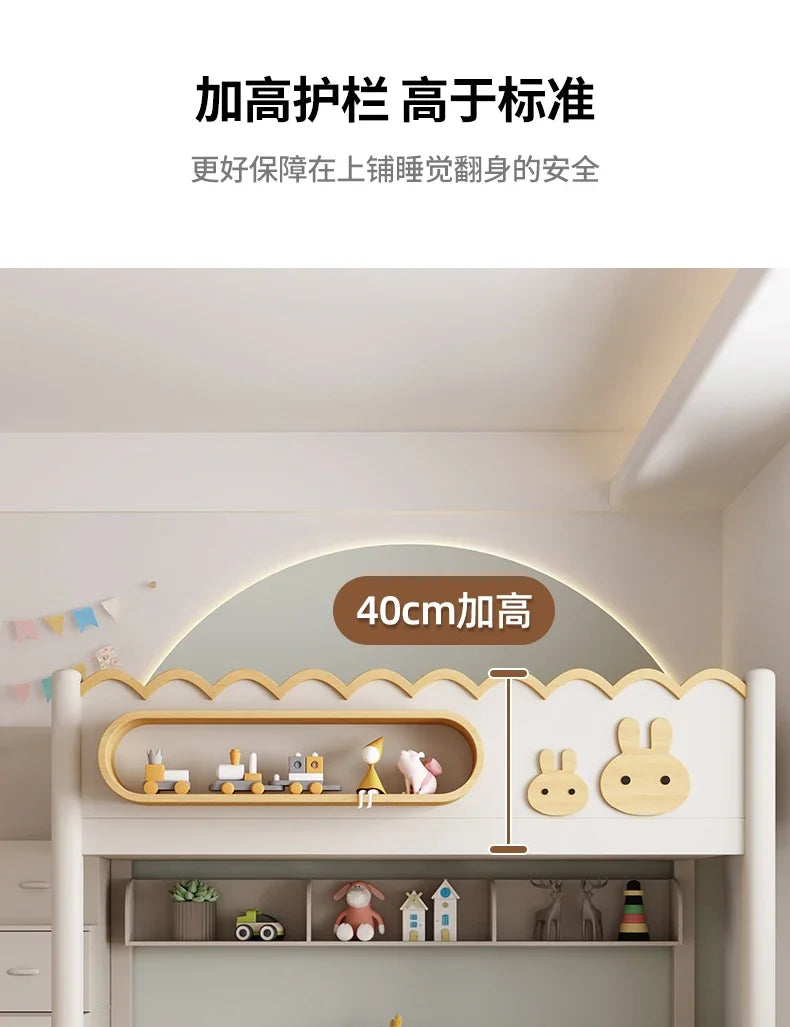 135x190cm Modern Bunk Full Size Bed Full Sizebed Frame Dorm Room Essential Loftbed With Desk Loft Beds Double Home Furniture