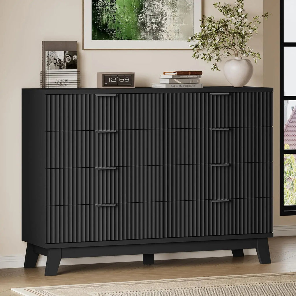 53" 8-Drawer Dresser, Modern Wood Highboy With Metal Slides & Handles, Anti-Tip Kit, Storage For Bedroom Closet, Customized