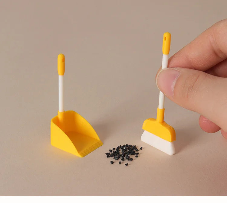 1:12 Dollhouse Mini Cleaning Tools Set Broom 1set Model Dustpan Simulation Scene Accessories Miniature Home Decor Decoration