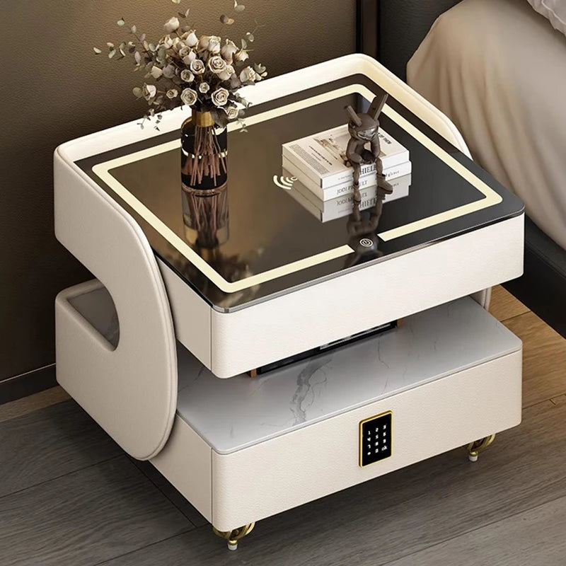 Modern Designer Nightstands With Lock Minimalist Premium Aesthetic Bedside Table Metal Legs Glamour Table De Nuit Furnitures