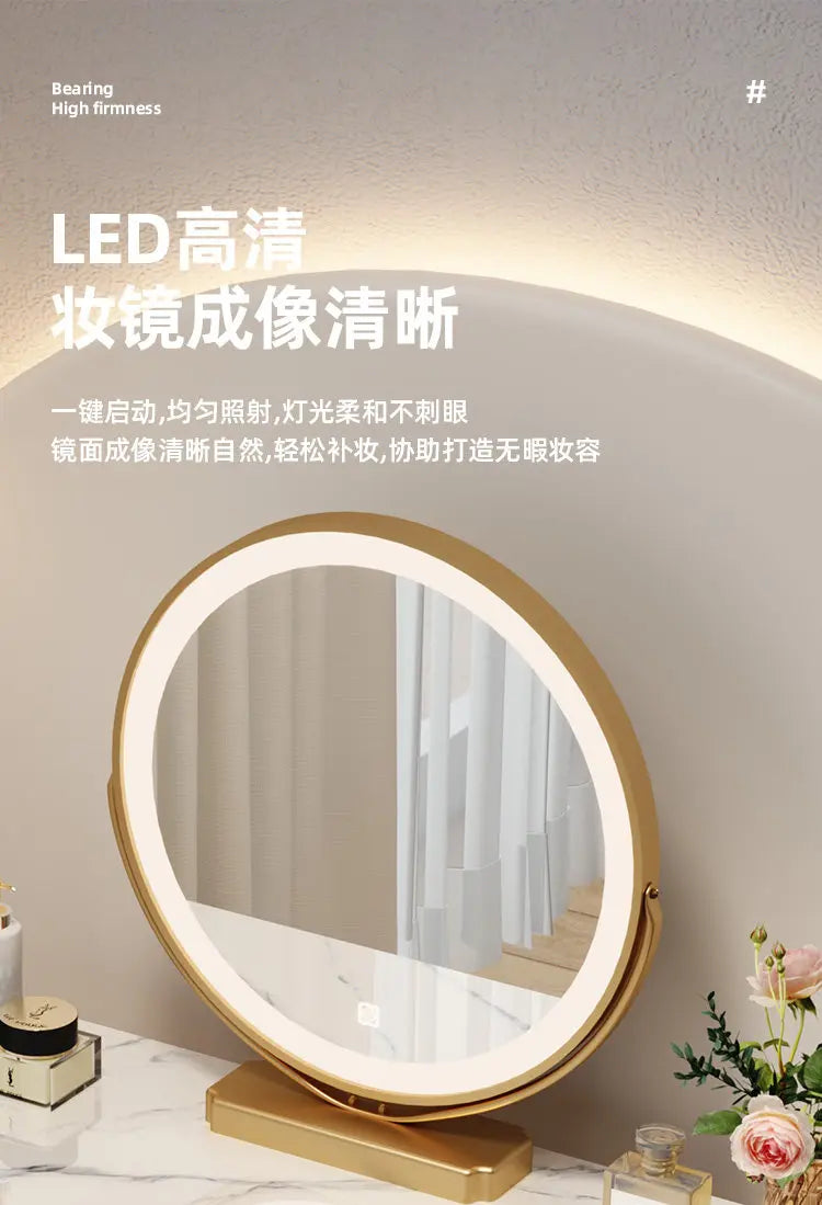 Led Light Mirror Dressing Table Desk Drawers French Wood Vintage Elegant Makeup Vanity Luxury Modern Storage Pink Furniture