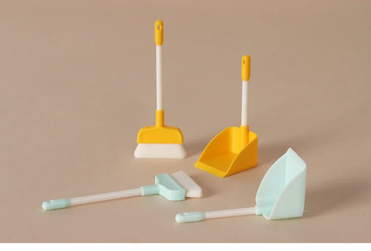 1:12 Dollhouse Mini Cleaning Tools Set Broom 1set Model Dustpan Simulation Scene Accessories Miniature Home Decor Decoration