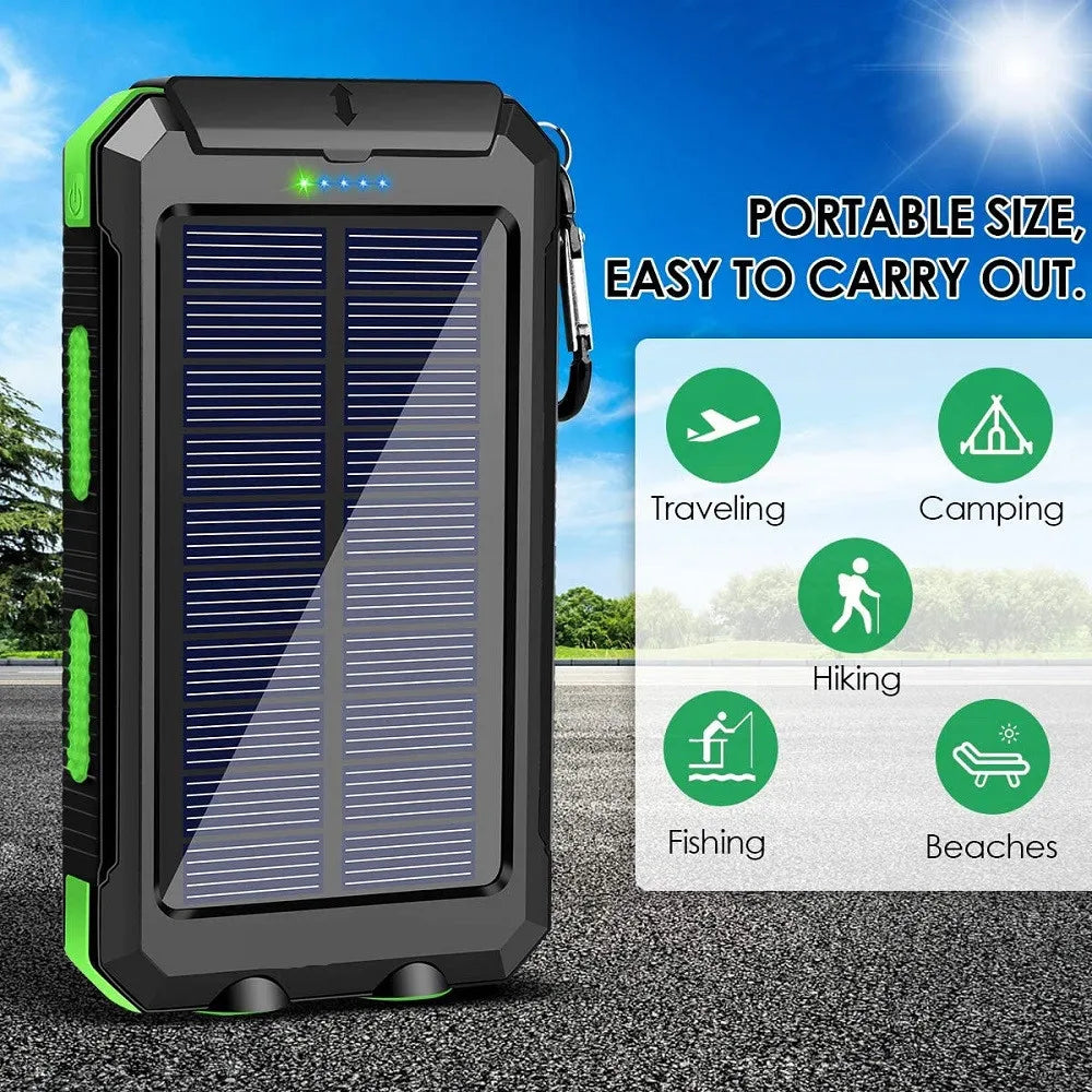 Solar Power Bank 80000mAh Portable Charging Poverbank External Battery Charger Strong Light LDE Light for All Smartphones