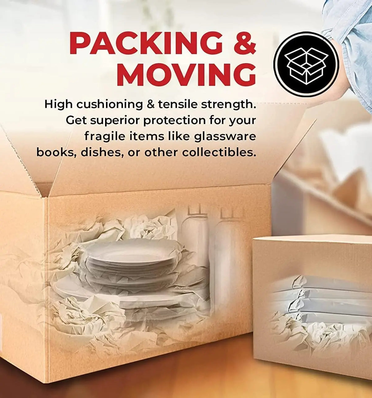 Newsprint Packing Paper Sheets for Moving, Shipping, Box Filler, Wrapping and Protecting Fragile Items  ( 50 Sheets, 27” x 16”)