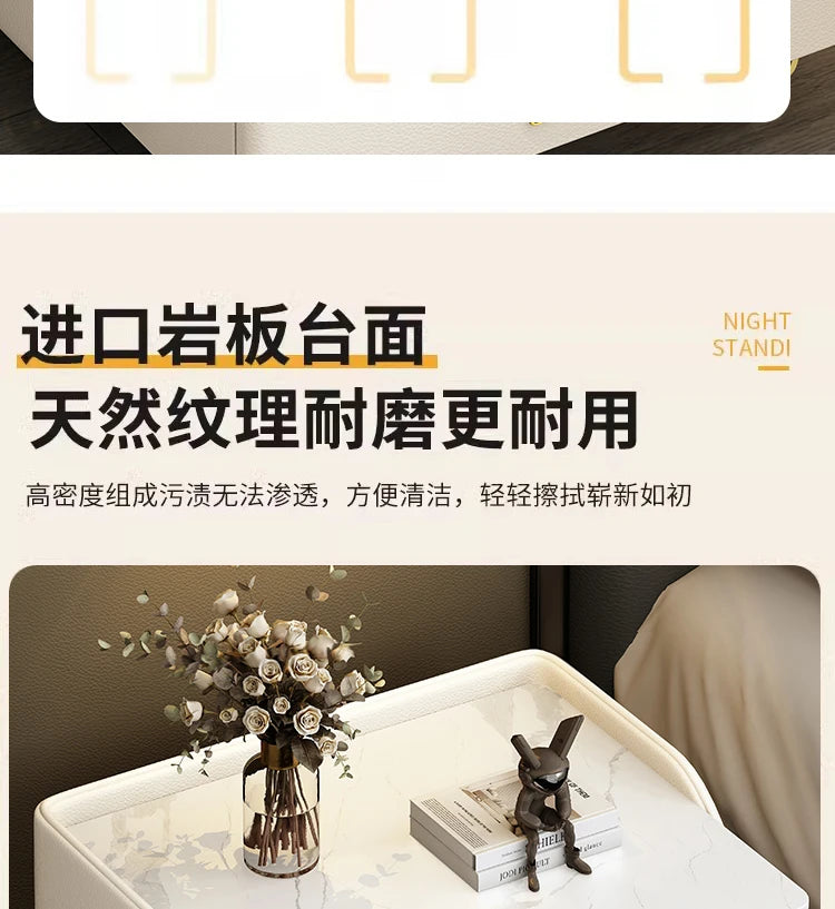 Modern Designer Nightstands With Lock Minimalist Premium Aesthetic Bedside Table Metal Legs Glamour Table De Nuit Furnitures