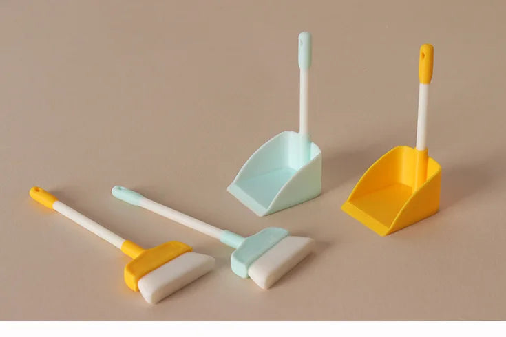 1:12 Dollhouse Mini Cleaning Tools Set Broom 1set Model Dustpan Simulation Scene Accessories Miniature Home Decor Decoration