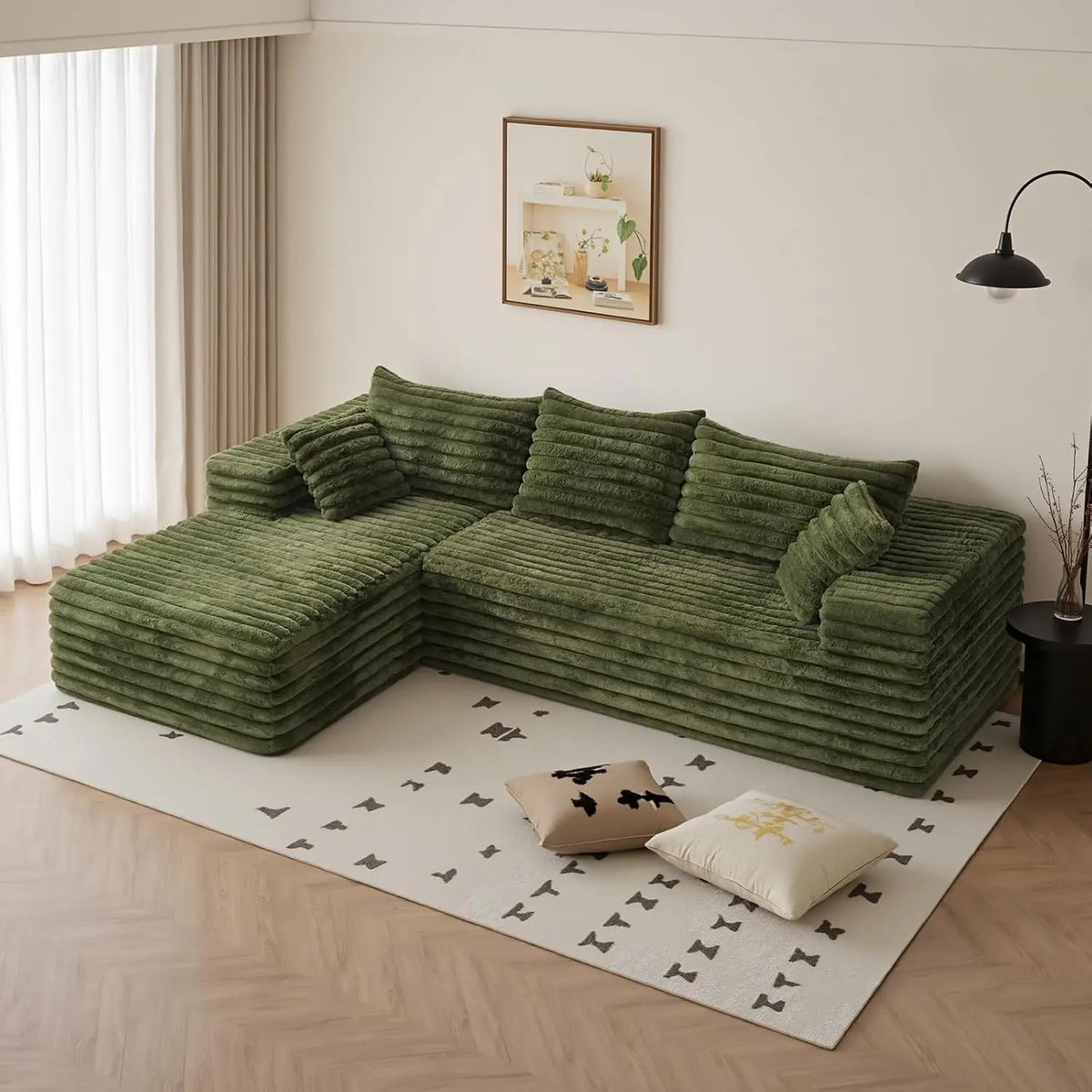 102.4" L-Shaped Boneless Cloud Modular Sectional Sofa With Chaise For Living Room, Customized