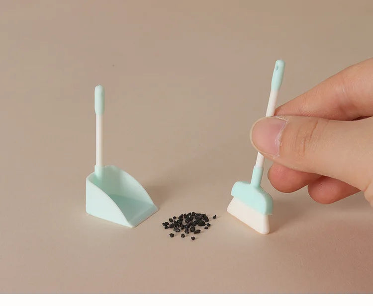 1:12 Dollhouse Mini Cleaning Tools Set Broom 1set Model Dustpan Simulation Scene Accessories Miniature Home Decor Decoration