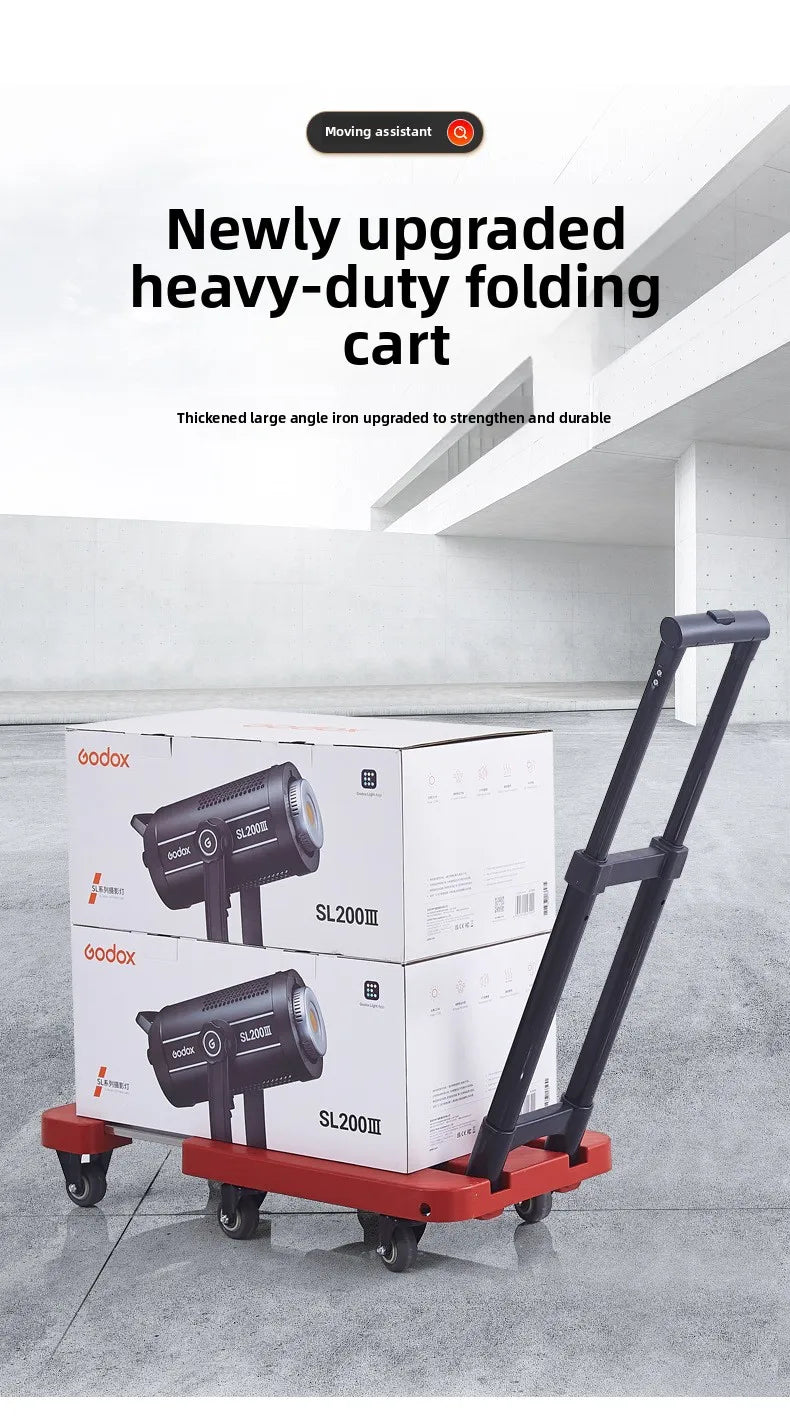 Portable Folding Hand Truck 100kg Load Capacity Home Cargo Flatbed Cart Mute/Regular Wheel Optional Luggage Trailer Drawbar Cart