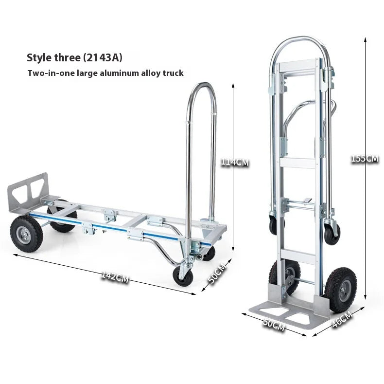 Heavy Duty Foldable Steel Hand Truck 300kg Industrial Storage Tools Transportation Garden Cart Platform Trolley Rubber