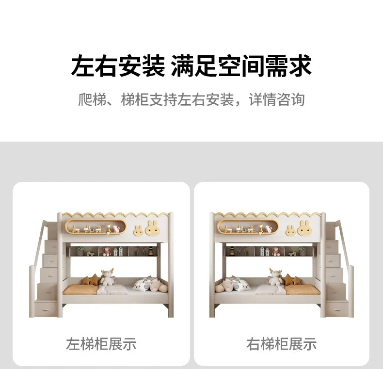 135x190cm Modern Bunk Full Size Bed Full Sizebed Frame Dorm Room Essential Loftbed With Desk Loft Beds Double Home Furniture
