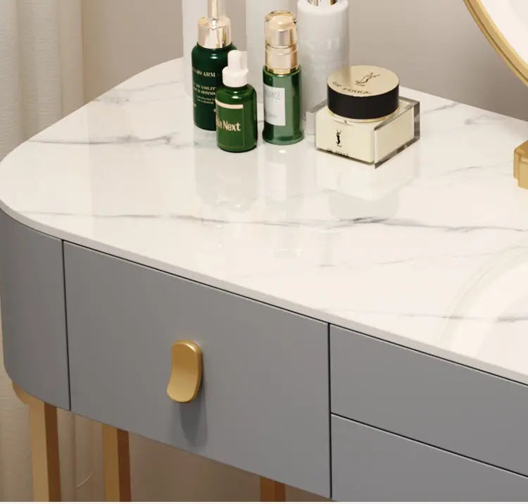 Led Light Mirror Dressing Table Desk Drawers French Wood Vintage Elegant Makeup Vanity Luxury Modern Storage Pink Furniture