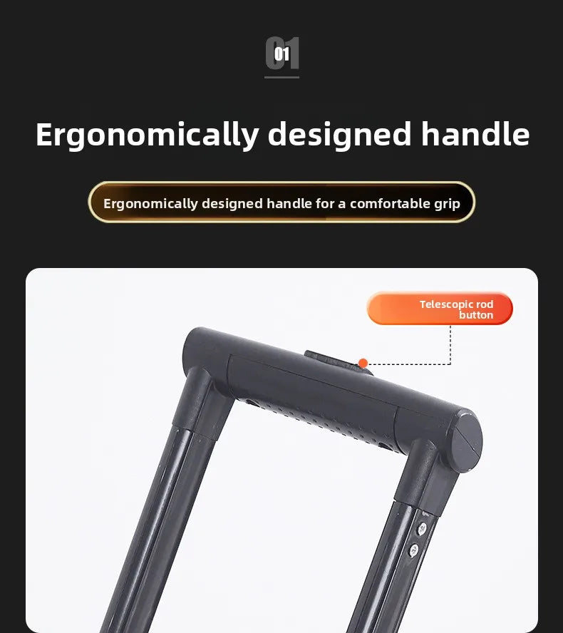 Portable Folding Hand Truck 100kg Load Capacity Home Cargo Flatbed Cart Mute/Regular Wheel Optional Luggage Trailer Drawbar Cart