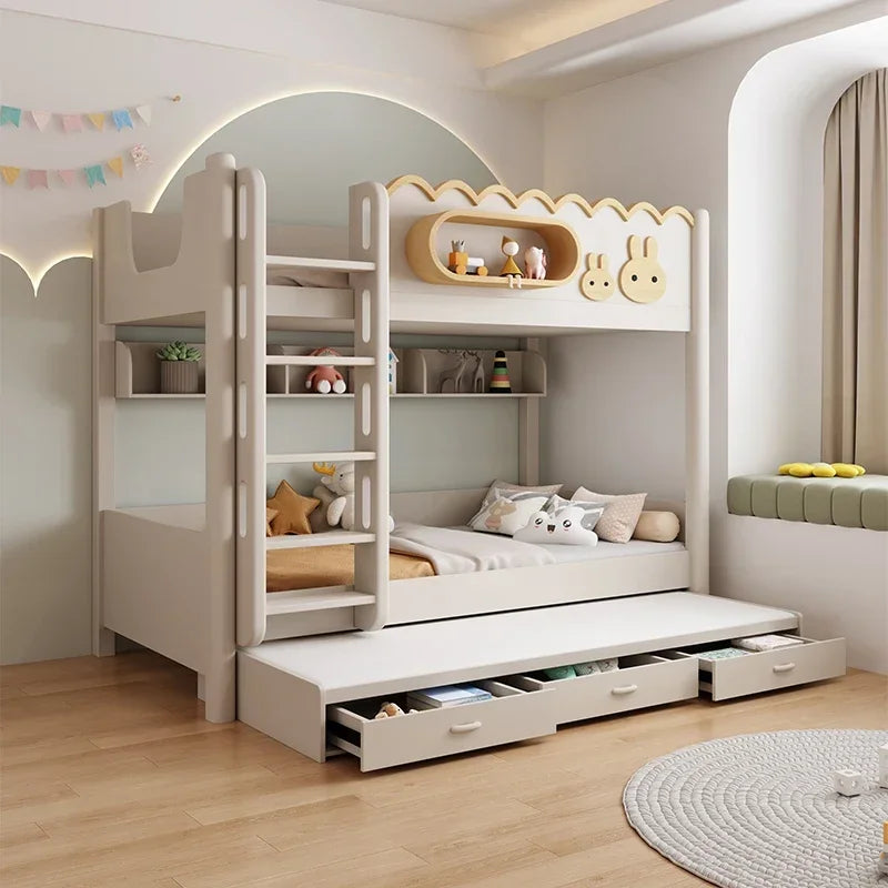 135x190cm Modern Bunk Full Size Bed Full Sizebed Frame Dorm Room Essential Loftbed With Desk Loft Beds Double Home Furniture