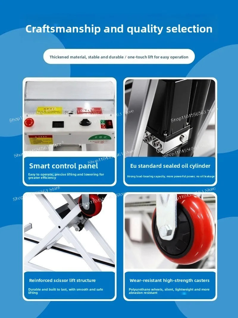 Electric Lift Trolley Electric Hydraulic Lift Portable Truck Handling Scissor Fork Mobile Flatbed Truck