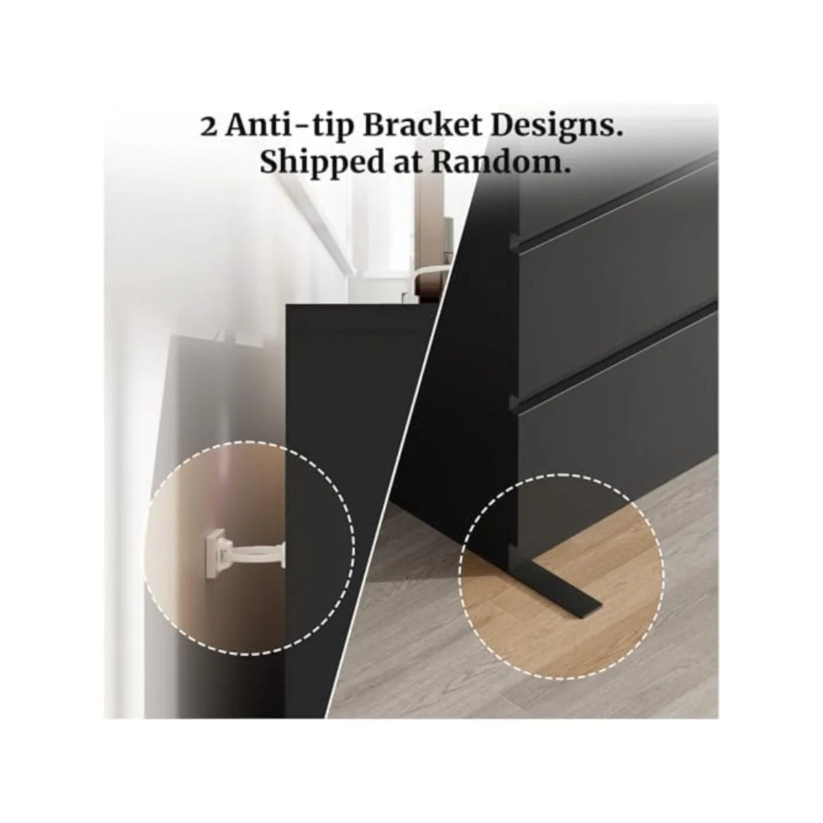 Black Dresser 6 Drawer Dresser for Bedroom with LED Lights, Power Outlet, Modern Wood Chest of Drawers for Closet