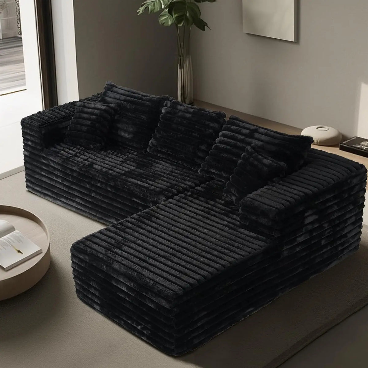 102.4" L-Shaped Boneless Cloud Modular Sectional Sofa With Chaise For Living Room, Customized